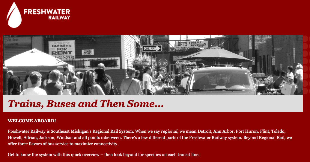 screenshot of freshwater railway website